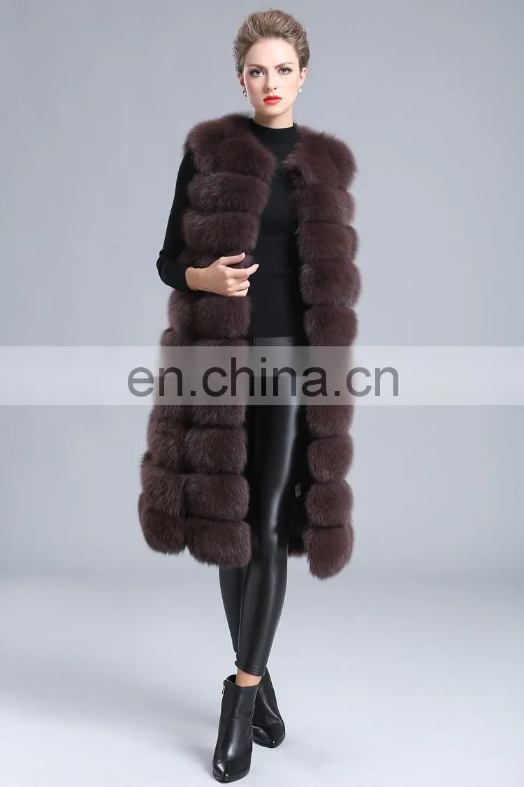 2016 Fashion Genuine Real Fox Fur Vest Women's Long Fox Fur Vests