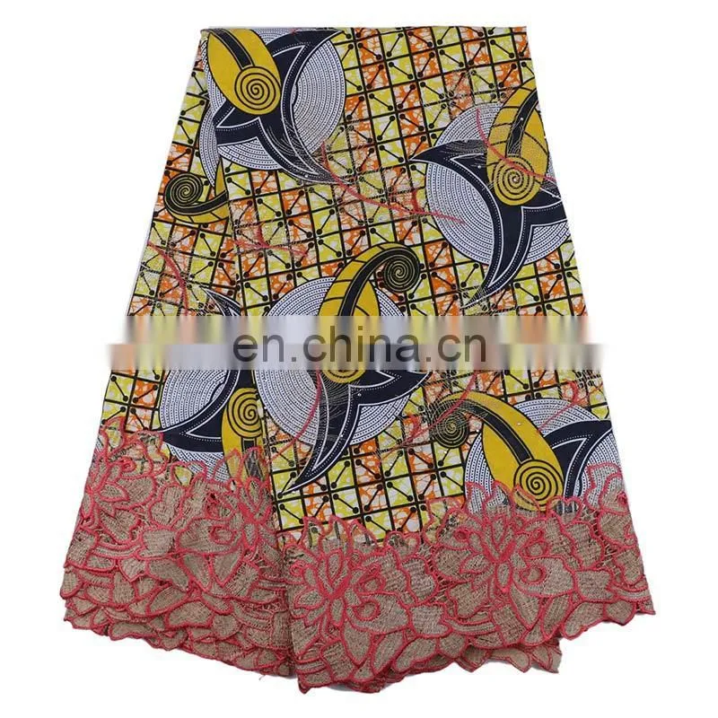 African New Arrival Wax Lace Fabric Material Cotton Ankara Embroidery Wax Print Fabric L170727001
