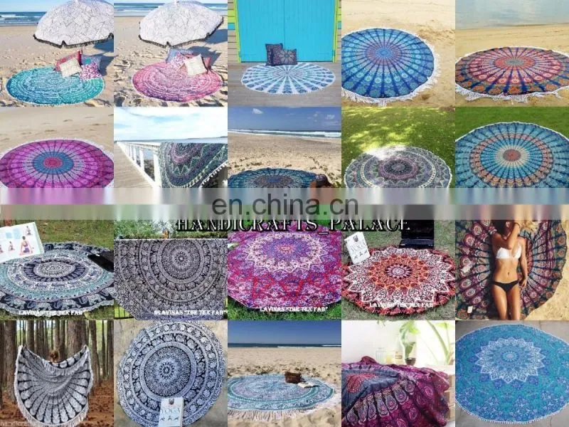 Indian Cotton Mandala Roundie boho Beach Throw Beach Towel Wholesale Round Cover