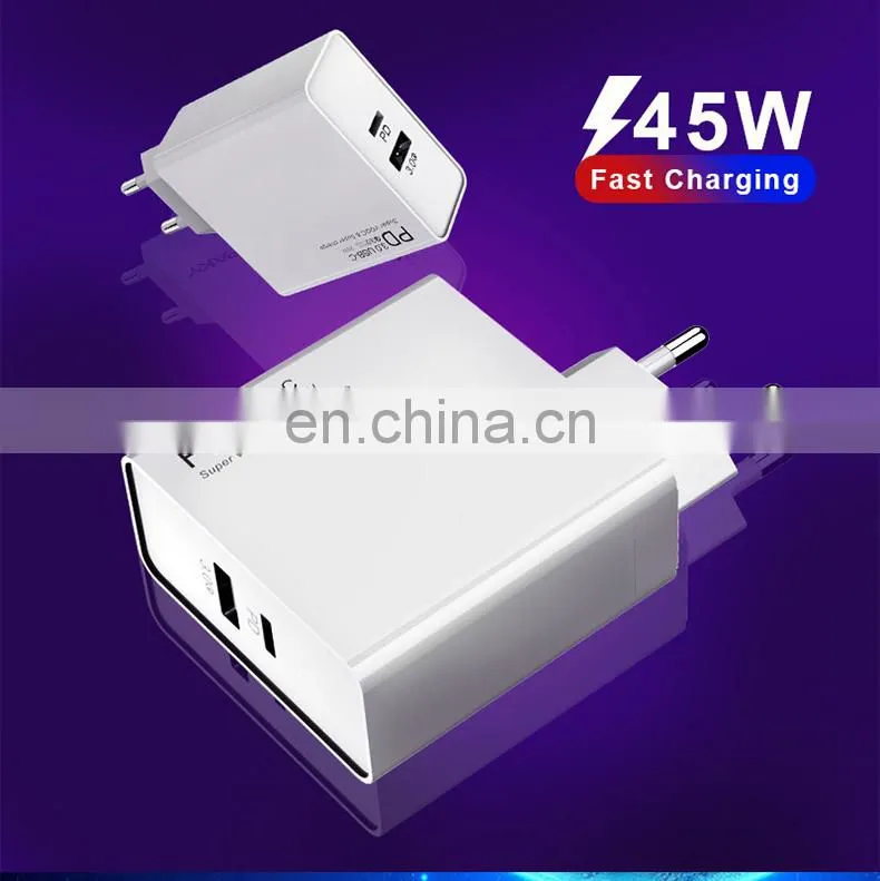 2020 New Coming PD 45W Adapter Charger Mobile Phone Fast Charger USB C Wall Charger Support Power Adapter For iPhone 11 Pro Max