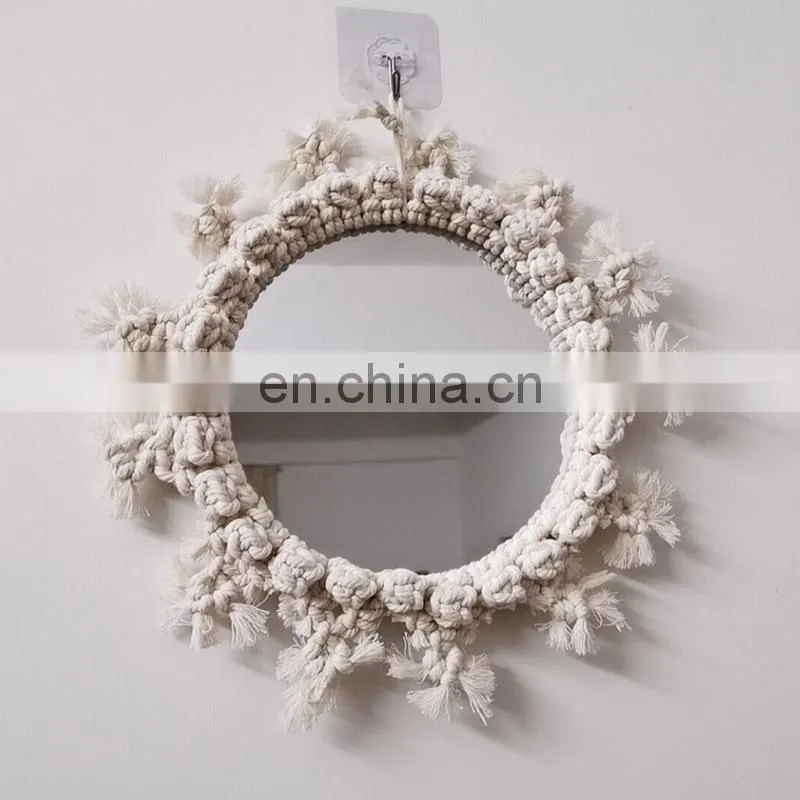 Macrame Tapestry Tassel Handmade Rope Woven Decorative Round leaf moon Boho Chic Wall Hanging Mirror