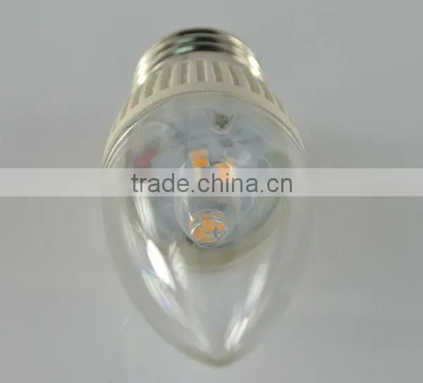 Warm white E27 E12 E14 clear LED Candle Bulb 3W