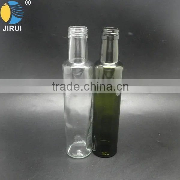 2015 Hot Sale 250ml Round Shape Clear Olive Oil Glass Bottle
