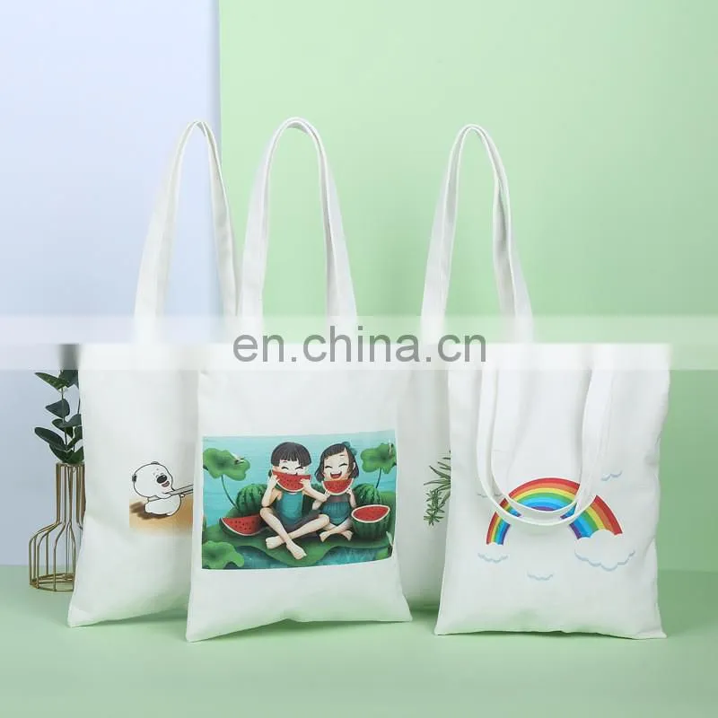 Wholesale Canvas Eco Friendly Handbag Logo Printed colorful cheap Cotton Tote bag for Women