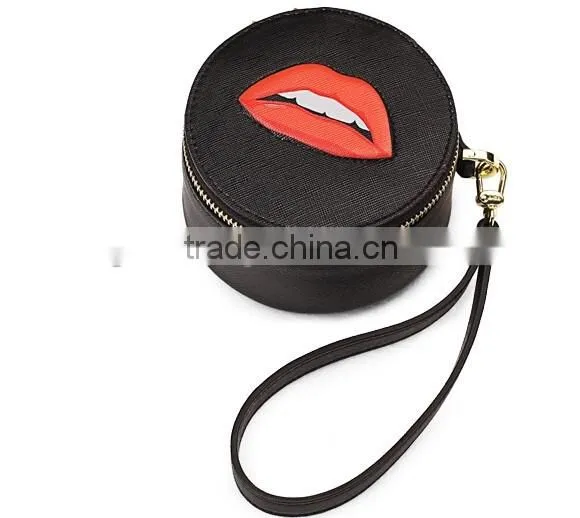 New Design PU Leather or Genuine Saffiano Leather Lady Small Change Purse Coin Holder bag with zip