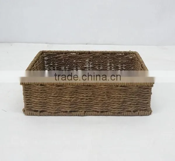 rectangular brown paper basket weaving