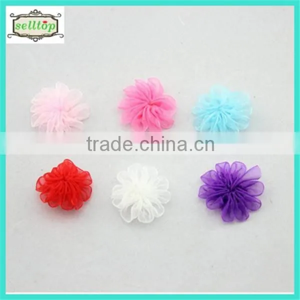 Cheaper mini hot sale 2.5cm organza ribbon flowers