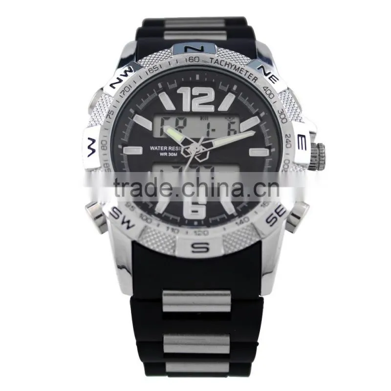 LP7325 Best quality 3atm water resistant dual watch with rubber watch strap