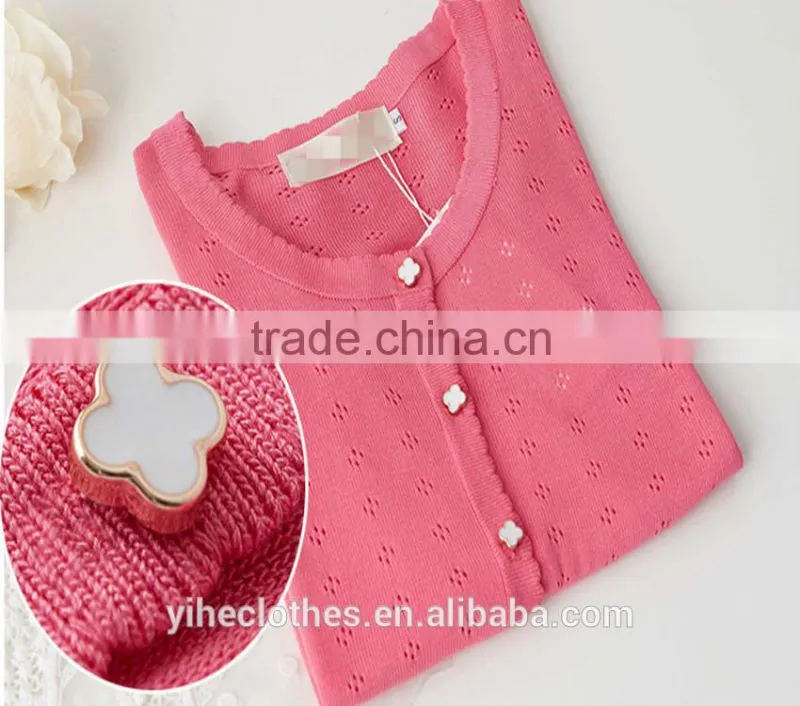 Sweet hollowed knitted sweater cardigan for lady's wear
