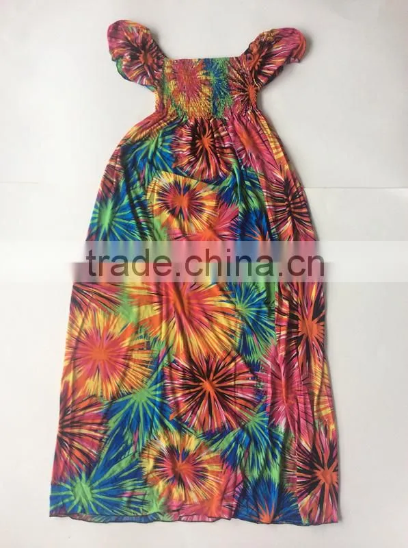 New Collection Fireworks Pattern Short Sleeve Maxi Dress
