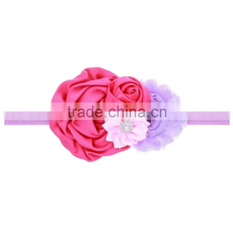 Fashion Baby shabby chic flower Headband Infant Headband Toddler Headband Navy Blue Headband baby flower hair band wh-1741