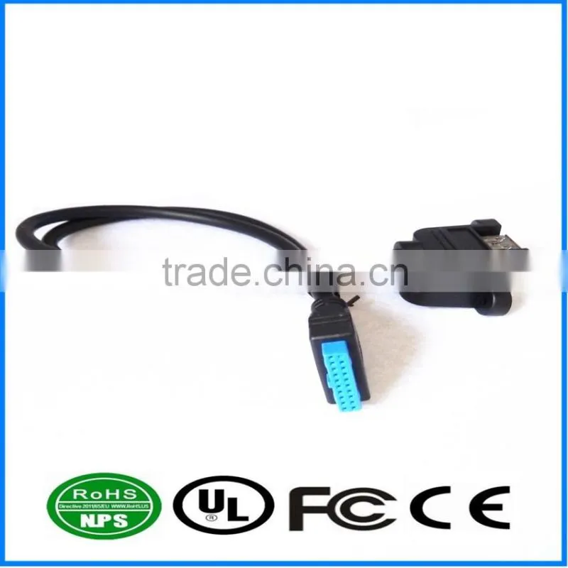 Panel Mount Dual USB3.0 20Pin Extension Adapter USB3.0 Cable IO With Ears Screw Lock