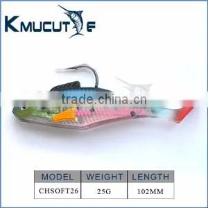 Soft bait lead fish, curl tail fishing lure, shiny body lead bass lure Chentilly CHSOFT28 fishing tackle wholesaler