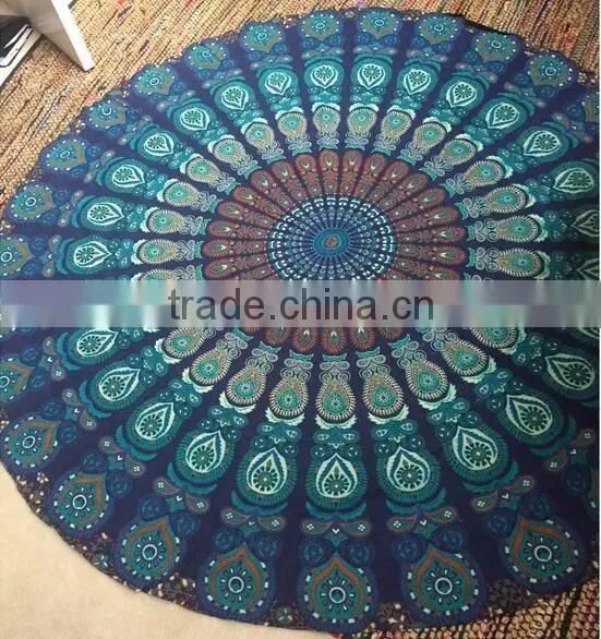 Foldable Indian Mandala Round Hippe Boho Cotton Wall Tapestry Tablecloth Throw Mat For Yoga Towel Beach Blanket