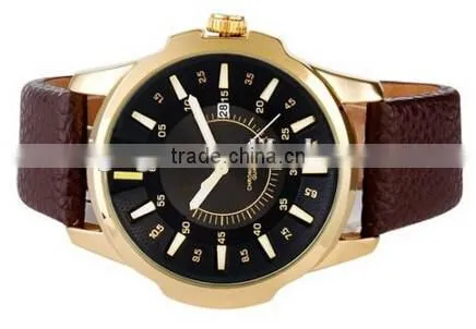 New Fashion Men's watches sport men Quartz Watch with Leather Strap