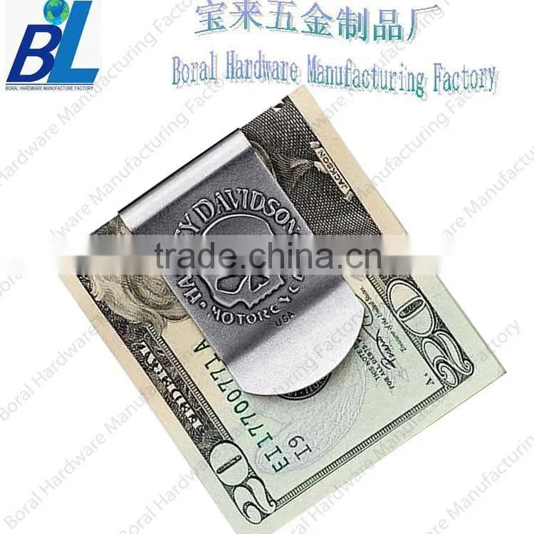 Golden embossed metal money clip with enamel