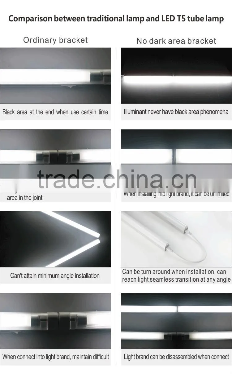 Energy saving 1200mm 18W Green Environment protecting Modern appearance New T5 LED Fitting No dark area when connect together