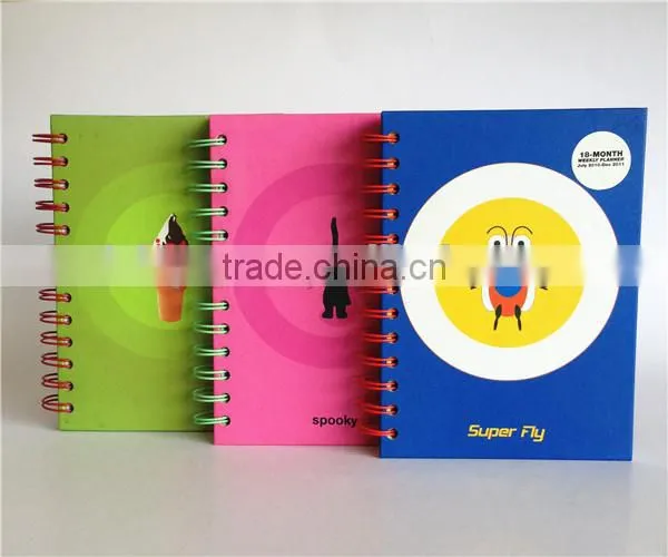 hard cover plastic spiral journal elastic band notebook