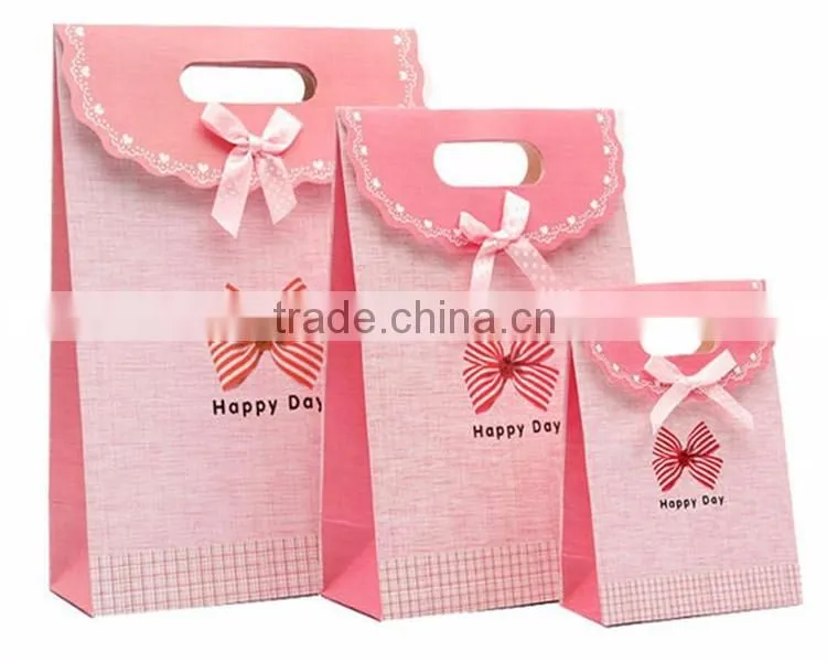 Handmade art paper 4C printing packaging handled paper bags