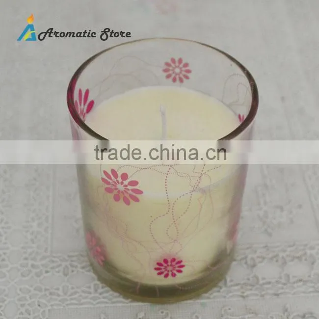 Fashion White Scented Soy Wax Candle In Glass Jar
