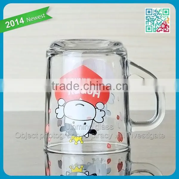Cartoon Cow Logo Glass Milk Mug Kids Favor Drinking Milk Glasses Promotional Kids Milk Mug