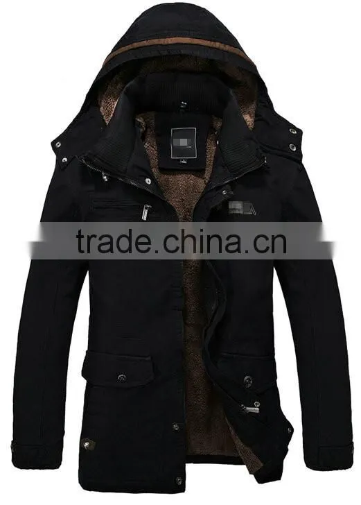 Warm Jackets Parka Outerwear Fur lined Winter thicken Long Coat Hooded mens jackets