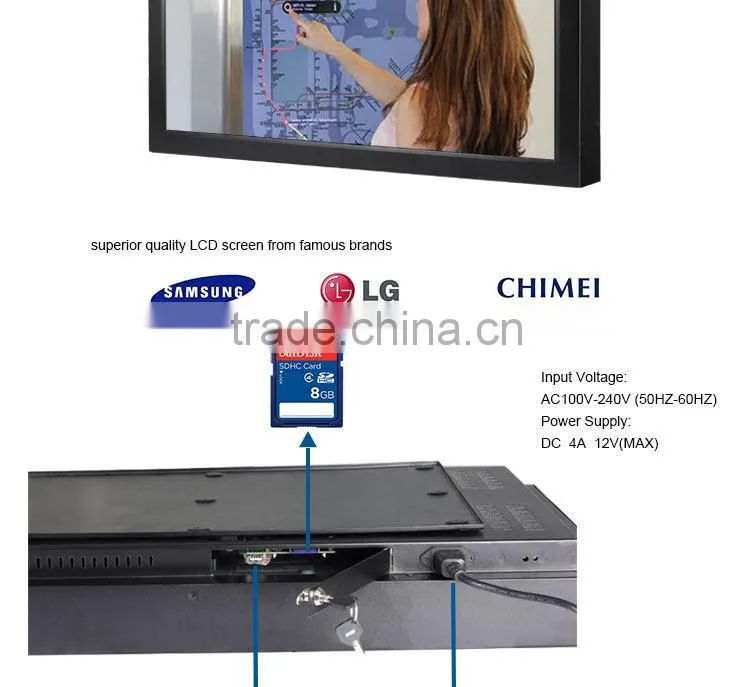 FlintStone 22 inch industrial advertising player, metal casing video screen monitor, commercial advertising display