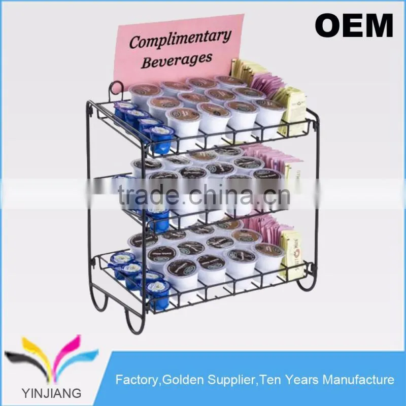 Retail shop 3 tiers metal beer can display rack for beverage holder