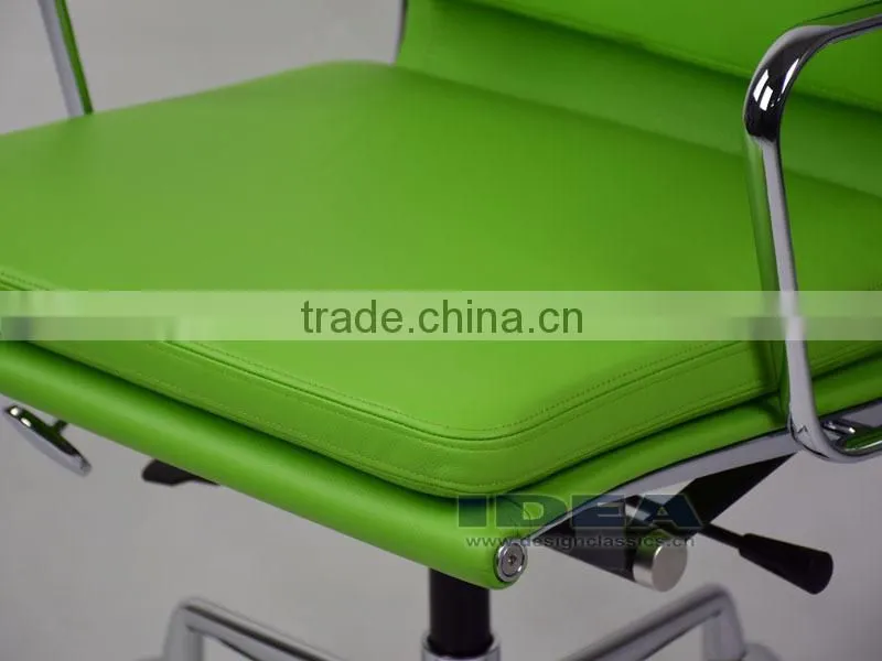 Replica Charles and Ray EA217 Low Back Soft Pad Desk Chair - Salad Green Color Genuine Leather