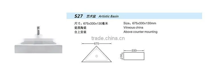 new model triangle ceramic potable wash basin S27