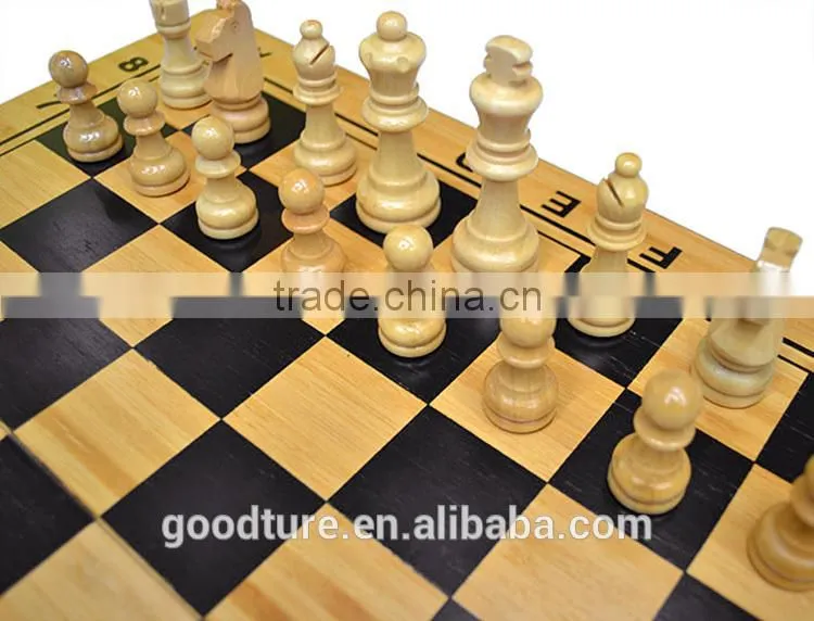 Bamboo Book Shape Folding Chess Set With Wooden Chessmen King Height 6.5cm