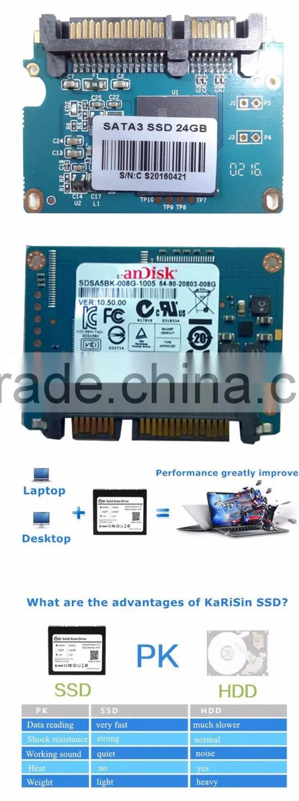 Karisin internal SSD 1.8" 8GB 16GB 32GB Sata/SataII/Sata2 MLC solid sdd with CE FCC ROHS Certificate