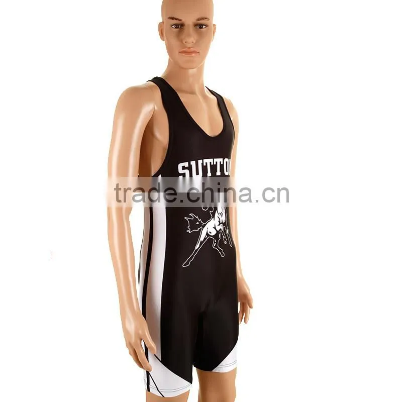 Custom brand usa sublimated blank white black wrestling singlets