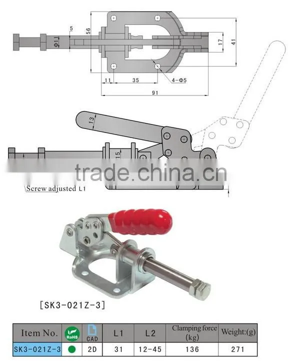 Horizontal toggle clamp SK3-021Z-3 with special panel design