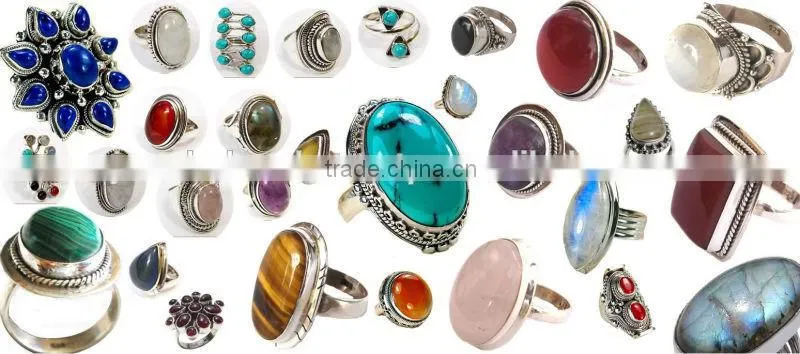 New style top sell 925 sterling silver blur gemstone rings