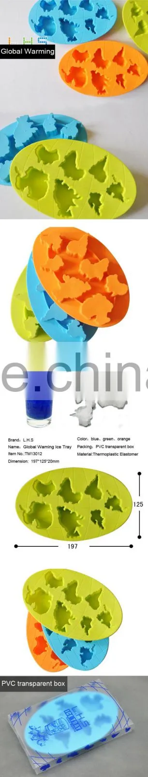 Hot sell 100% food grade TPR globe warming personalized ice cube tray