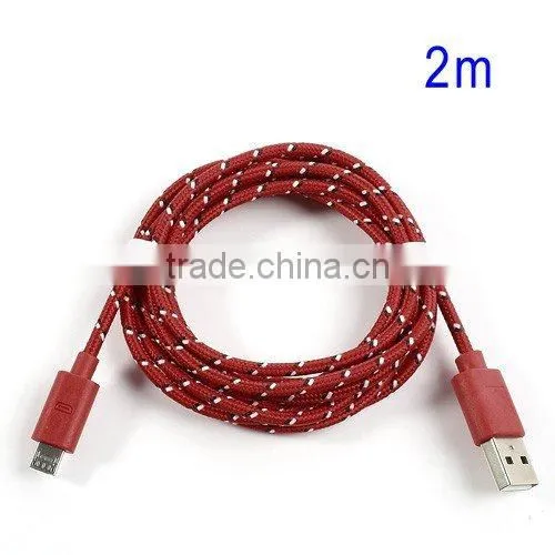 Newest Multi-color Nylon Woven Micro USB Cable Cord for Samsung, HTC, LG, Nokia and Sony