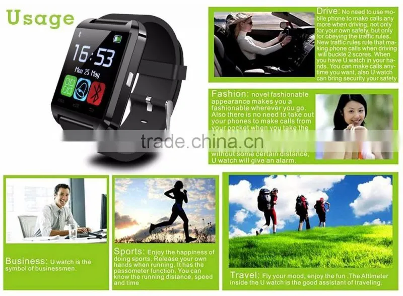Wrist Watch for Samsung S4/Note 2/Note 3 HTC LG Huawei Xiaomi Android Phone Smartphones U8 Bluetooth Smart Watch