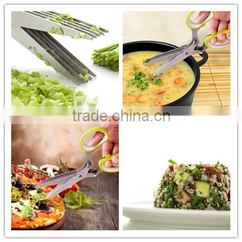 5 layers herb scissor for kitchen scissor soft grip