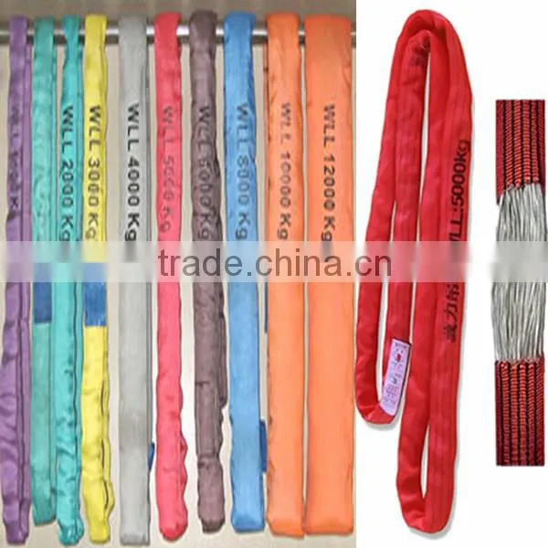 Double ply polyester 10 ton 7:1 safety polyester round sling