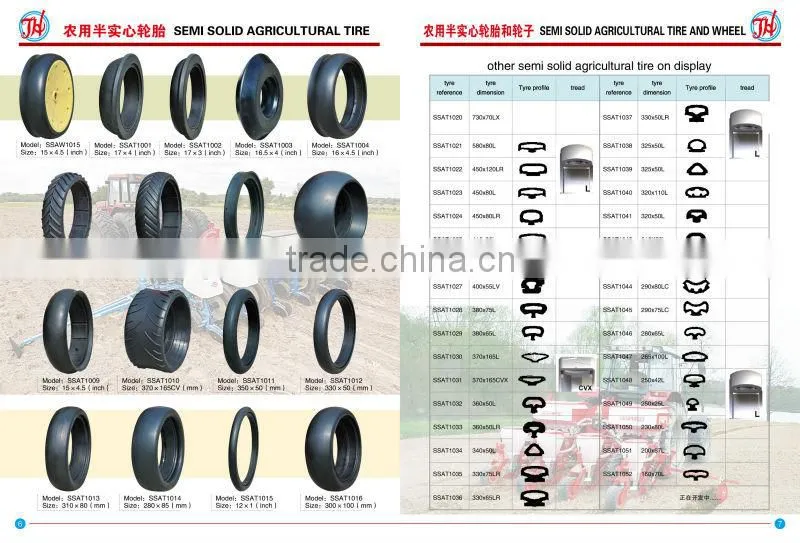 14x1.75 inch semi pneumatic rubber wheel with rib tread