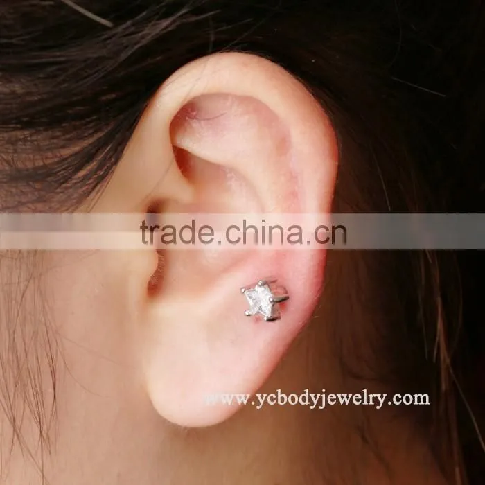 Fashion Stainless Steel Cubic Zirconia Ear Piercing Rings