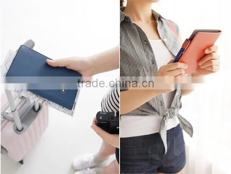 Delicate passport holder with multi-function pocket,leather passport cover with button closed,Beautifully made travel wallet