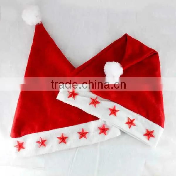 christmas stocking in plush red color with santa claus