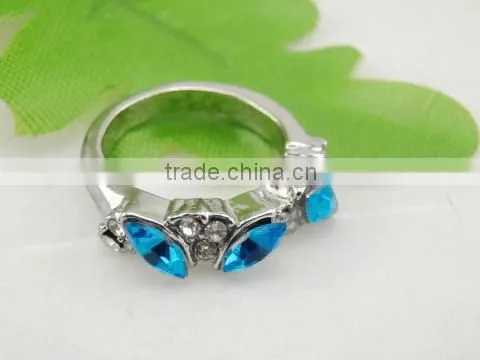 2015 Fashion Gold Plated Ring , Engagement Blue Stone Ring