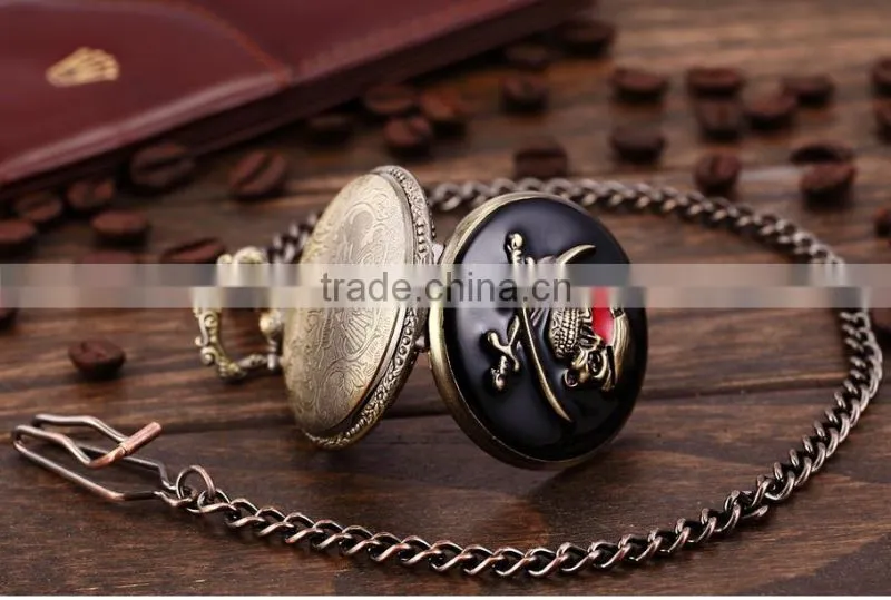 Stylish Pirate Analog Quartz Pendant Mens Pocket Watch