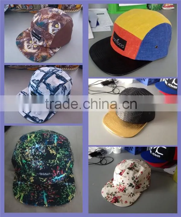 High Quality 100% Cotton Wholesale Flat Brim Custom 5 Panel Hats&Caps