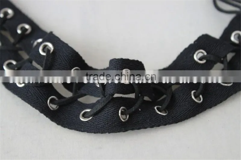 100% cotton lace matal eyelet embroidery lace trim in black color for ladies