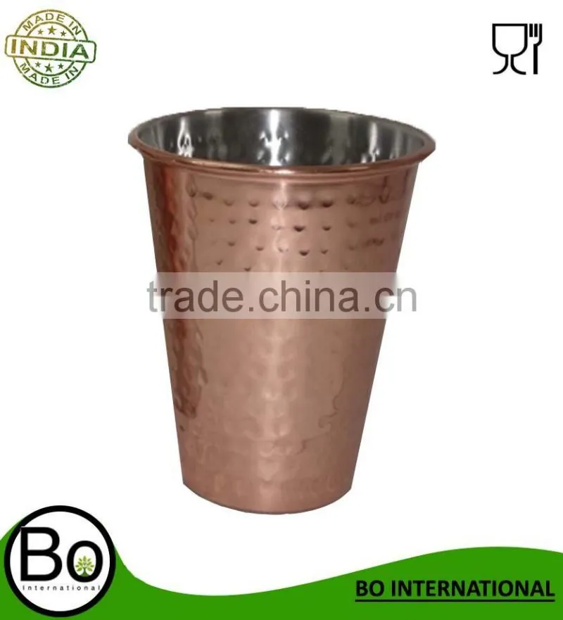 Stainless Steel Copper Plated Pint Glass Hammered tumbler