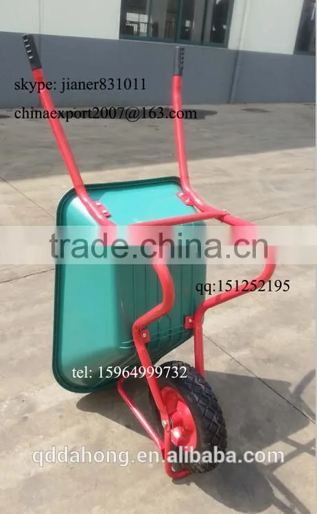 85L Wheelbarrow with Green Plastic Tray for Garden Use